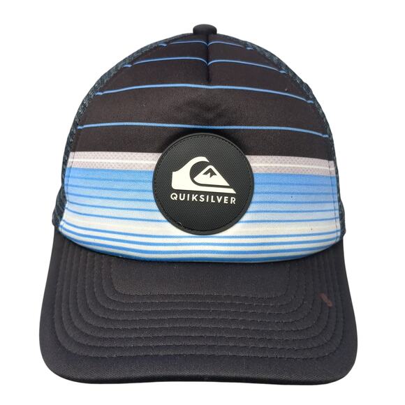 Quiksilver Logo Patch Snapback Trucker Hat Multi One Size Striped Mesh Back - Picture 1 of 9